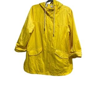 MAINSTREAM BOUTIQUE Women’s Bright Yellow Hooded Raincoat Coat Medium